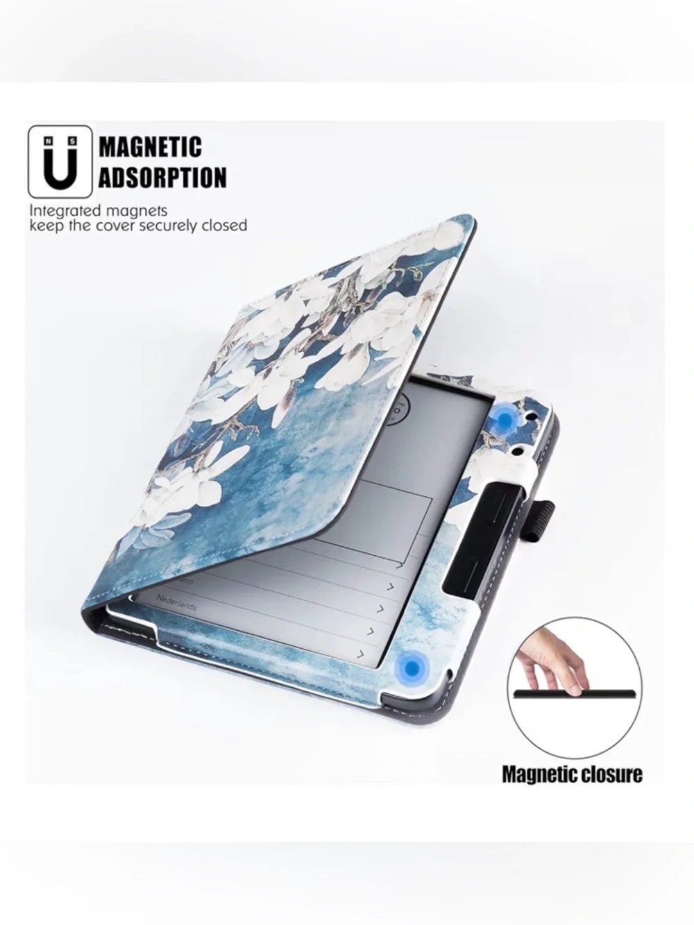 PU Leather 7” Kobo Libra 2/H20 Magnolia Protective Case